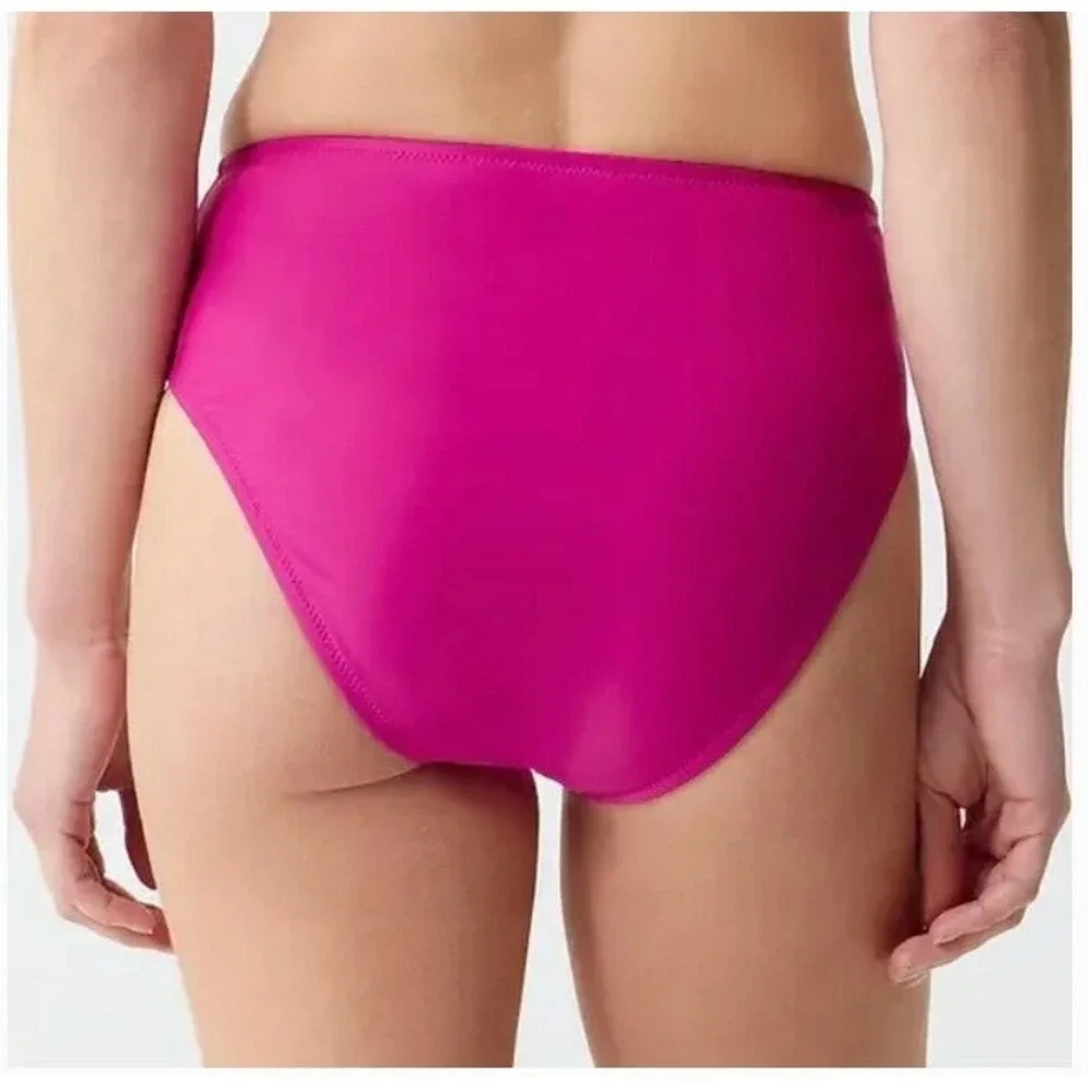 J.Crew High-Waisted Bikini Bottoms Hot Pink Swimsuit Beach Pool‎ Summer Medium